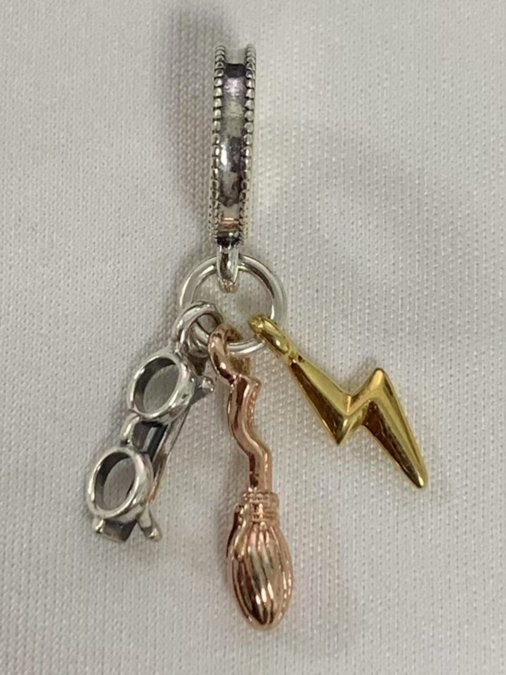 Pandora Harry Potter, Glasses, Nimbus 2000 & Lightning Bolt Dangle Charm Jewelry